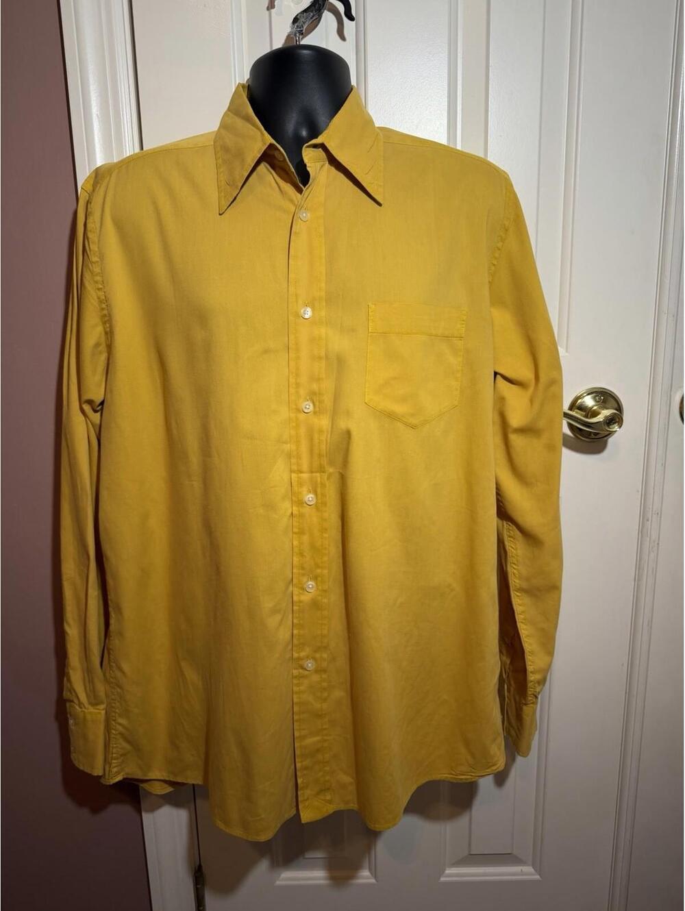 Lucky Brand Dungarees Gene Montesano Button Up Shirt Mens Large Yellow Cotton